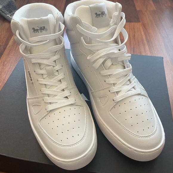 Coach Men's Classic White High-Top Sneakers - Picture 1 of 5